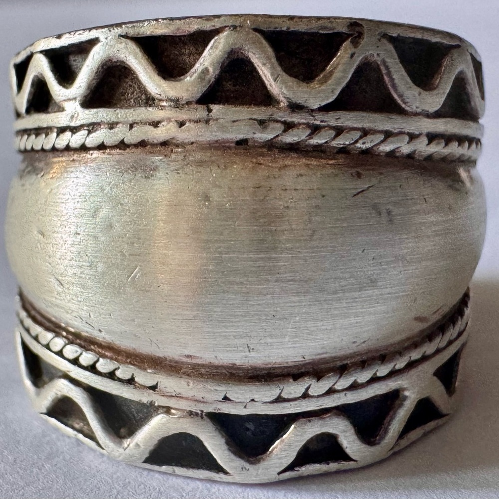 Vintage Sterling Silver Wide Cigar Band Ring